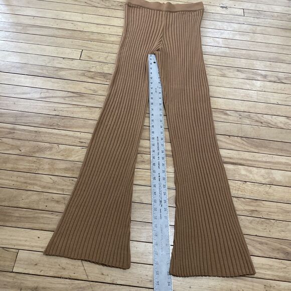 ASOS Design Pants Women 6 Tall Brown Knit Stretch High Rise Flare Ribbed Sweater - Picture 5 of 16